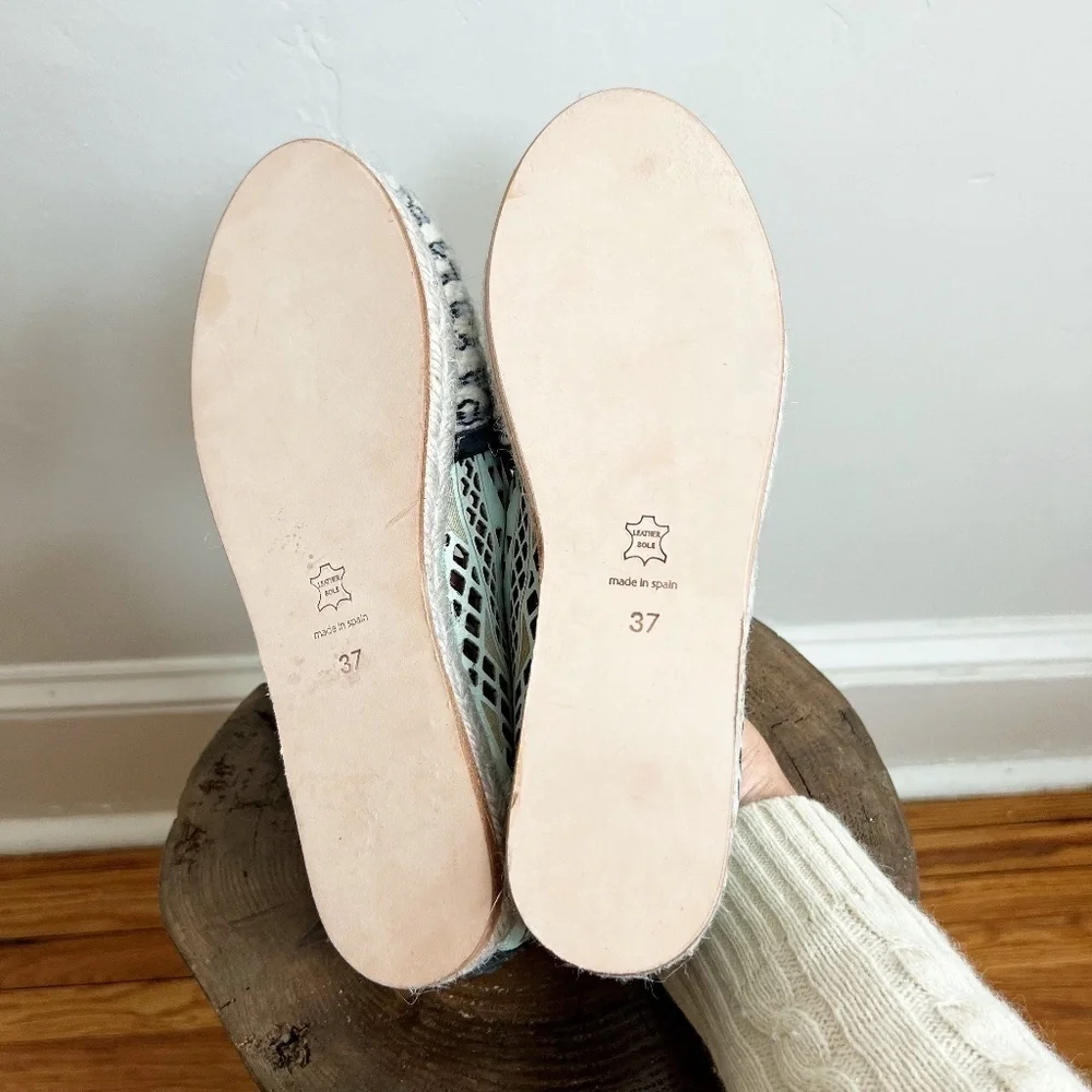 NEW COBRA SOCIETY Molly Wool and Leather Laser Cut Tapestry Espadrilles Shoes 7